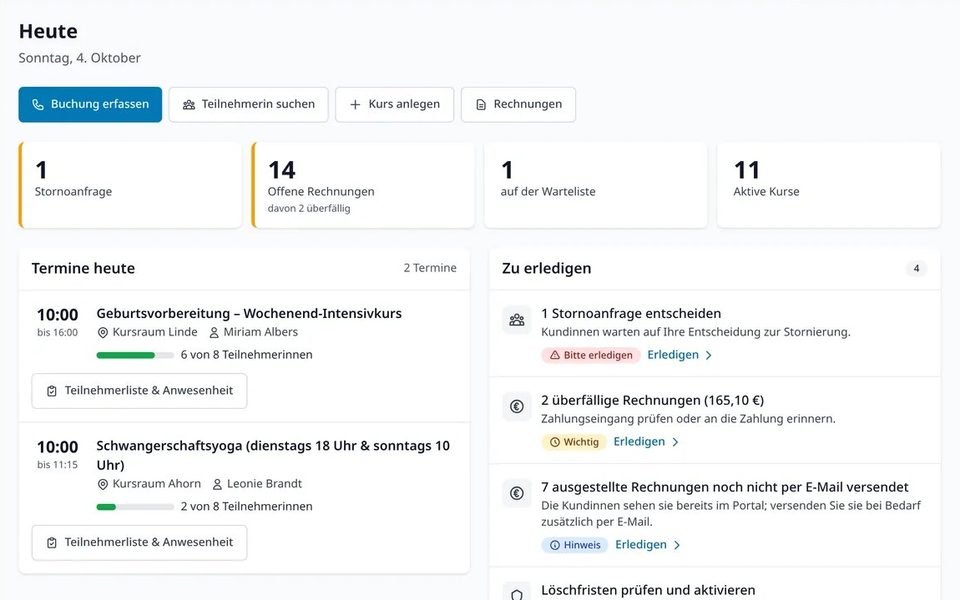 BookMyTraining: Produktaufnahme mit erfundenen Vorführdaten